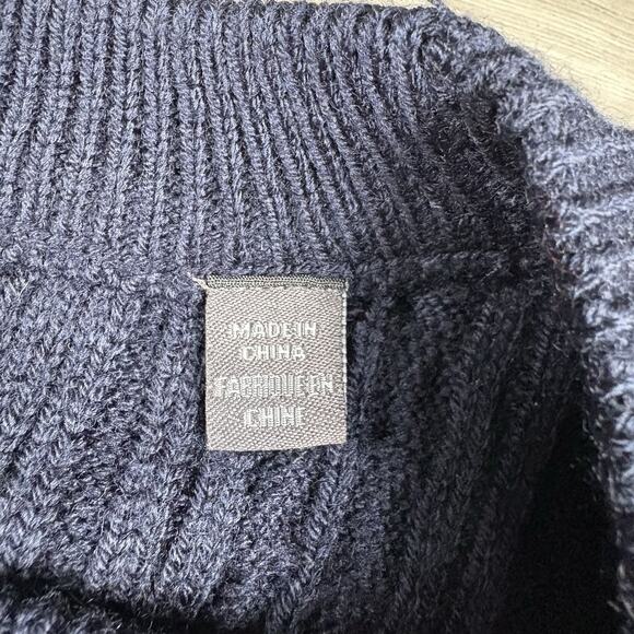 Slate & Stone Mens Size XL Navy Cable Wool Blend Sweater Waffle Knit - Picture 5 of 13